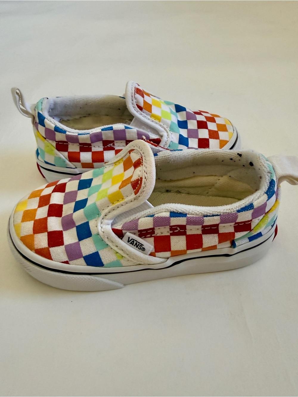 Vans Toddler Girls Size 6C Rainbow Checkerboard Slip On Sneakers